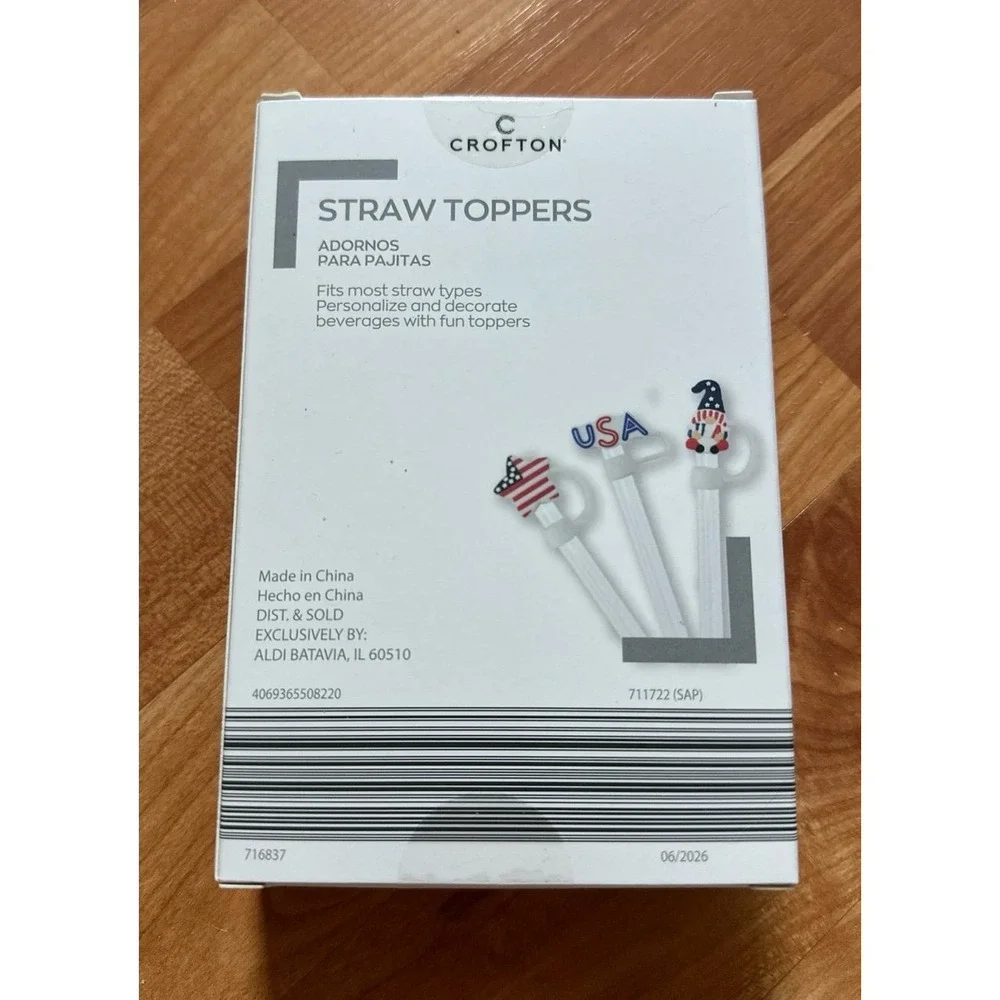 Crofton Americana 3pk Straw Toppers